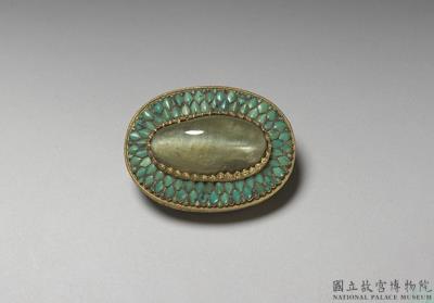 图片[2]-Gilt copper belt buckle with gemstone inlay, Qing dynasty (1644-1911)-China Archive